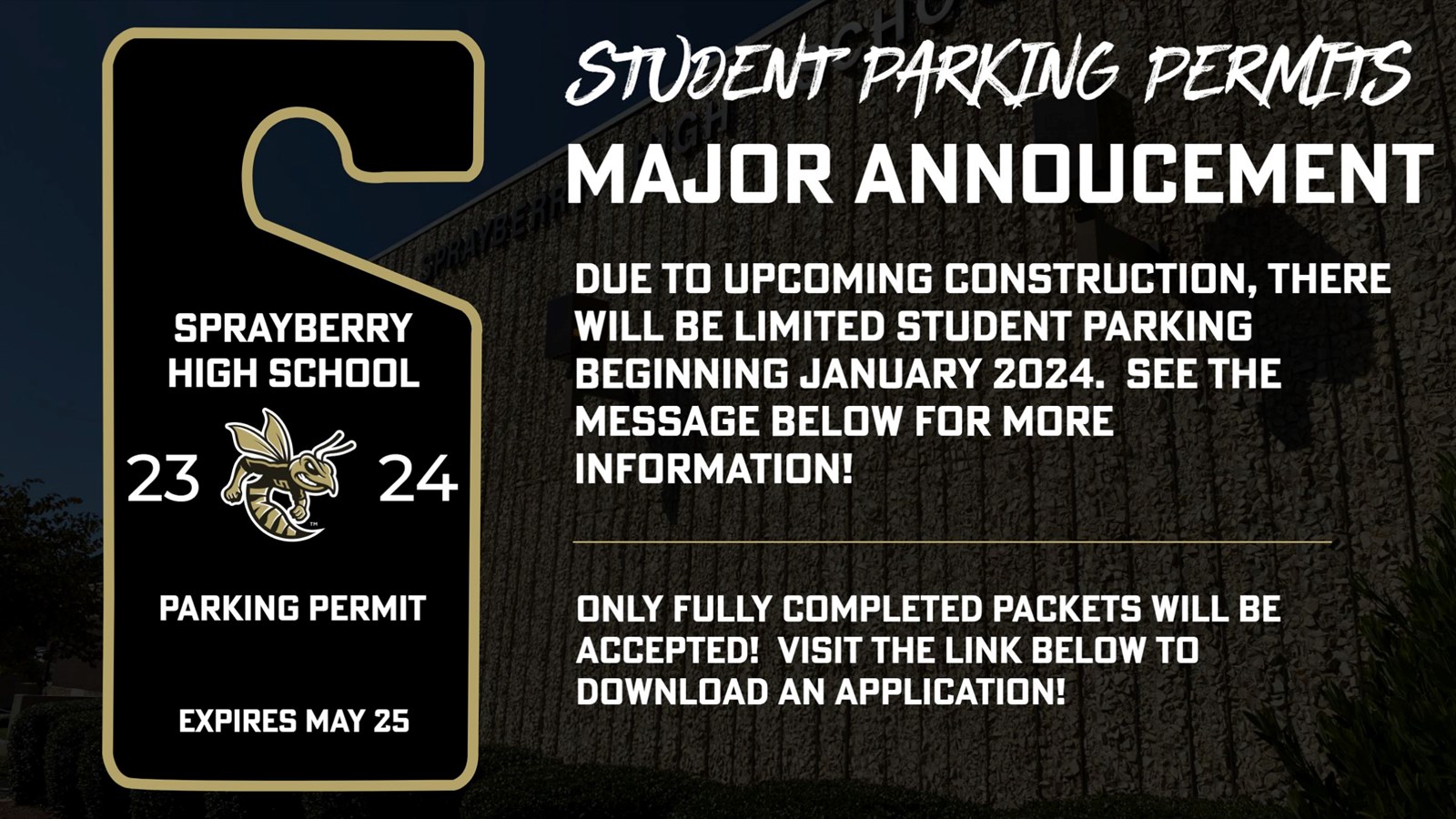 Student Parking | January 2024 | Sprayberry High School